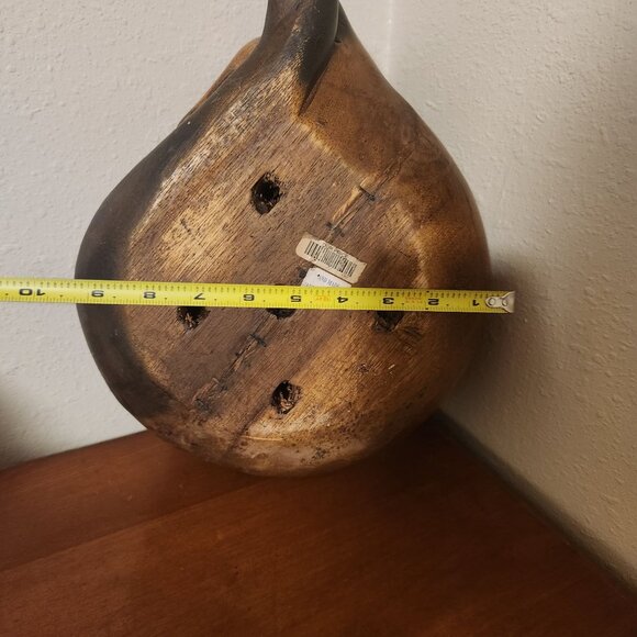 Sleeping Cat Wooden Sculpture Hand-Carved Decor 10" H x 9" L - Picture 8 of 11